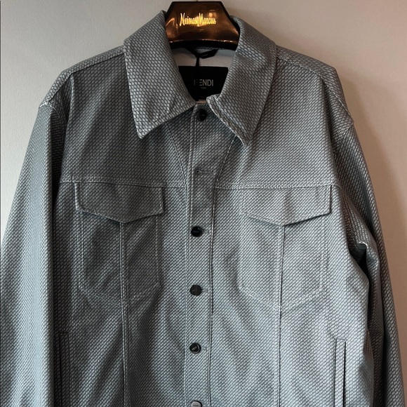 Fendi Signature Logo Shirt Jacket Gray - Picture 4 of 14